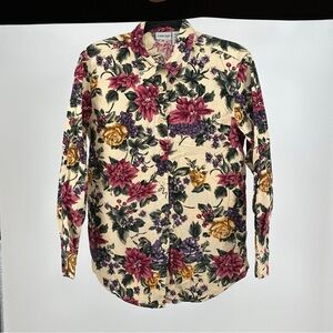 Small Cabin Creek Floral Corduroy Button Down Shirt - Cream, Purple,‎ Yellow